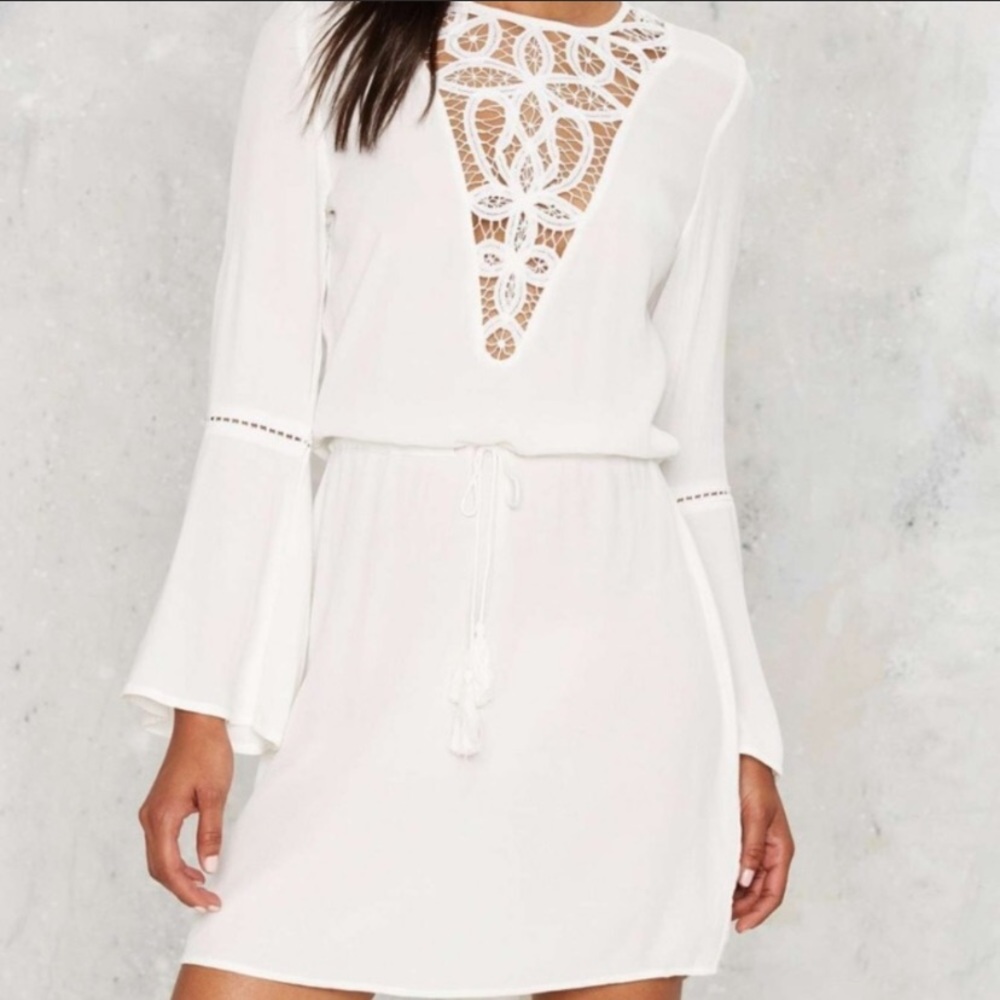 White with lace detail dress